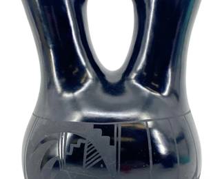 Signed Adakai Santa Clara Pueblo Wedding Vase