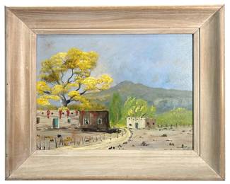 Signed Sullivan Adobe Landscape Oil on Panel