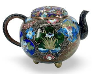 C. 1890 Japan Brass Cloisonné Enamel Dragon Teapot