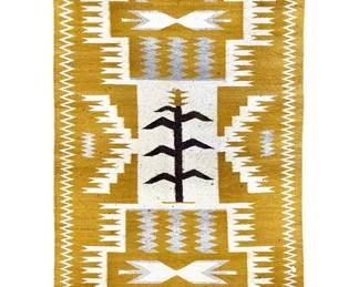Geometric Handwoven Yellow Navajo Rug