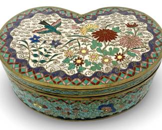 Meiji Japan Enameled Cloisonné Brass Dresser Box