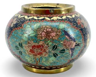 Japanese Enameled Brass Cloisonné Vase