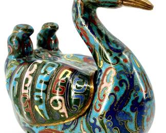 Vintage Enameled Cloisonné Duck Dresser Box