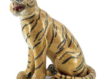 Large Chinese Cloisonné Enamel Tiger Sculpture
