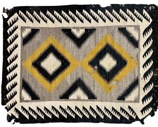 Vintage Native American Geometric Hand Woven Rug