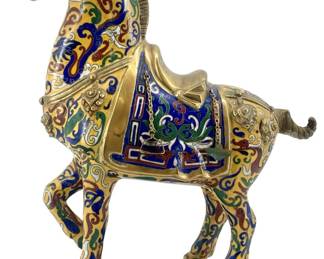Vintage Enameled Cloisonné Horse Sculpture