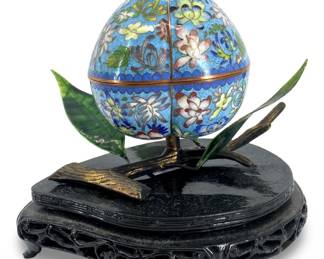 Chinese Enameled Cloisonné Peach Dresser Box