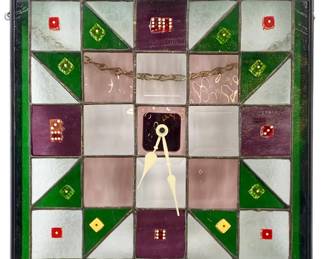 Stained Art Glass Paneled Dice Clock