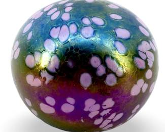 Hand Blown Art Glass Spherical Paperweight