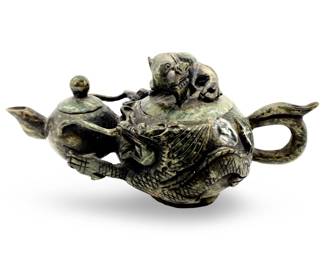 Vintage Chinese Carved Jade Teapot
