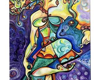 Signed Arshansky “Startled in Purple" Oil Painting