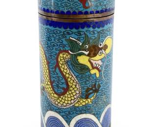 Antique Qing Dynasty Cloisonné Dragon Trinket Box