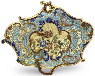 French Enameled Champleve Brass Tray
