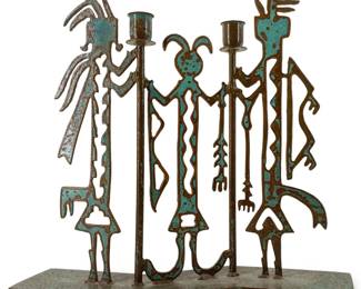 Native American Kokopelli Copper Candleholder