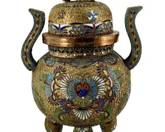 Vintage Cloisonné Enamel Chinese Incense Burner