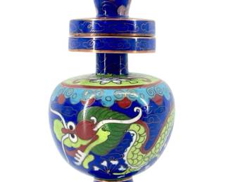 Vintage Tibetan Dragon Design Cloisonné Inkwell