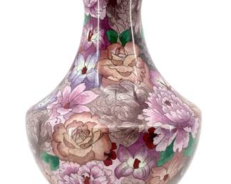 Vintage Brass Enameled Cloisonné Vase