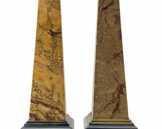 2pc Artistic Marbled Palomino Gold Hue Obelisks