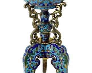 Antique Cloisonné Enamel Tripod Hat Stand