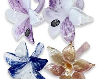 4pc Murano Art Glass Flower Stems