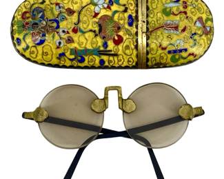 Vintage Chinese Glasses with Cloisonné Case