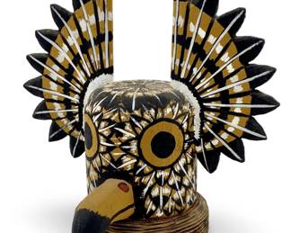 1992 Mongwa Volz Carved Wood Owl Head