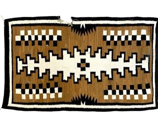Antique Handwoven Navajo Geometric-Design Rug
