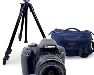 Camera, Camera Bag, and Tripod Photography Set