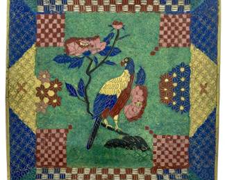 Antique Japanese Enameled Cloisonné Square Plate