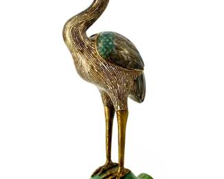 Vintage Chinese Cloisonné Crane Sculpture