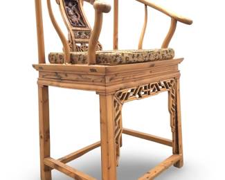 19th C. Qing Dynasty Fruitwood Horseshoe Chair