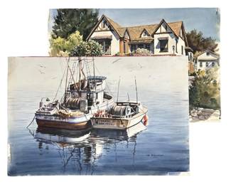 Double-Sided Signed John Bohnenberger Watercolor