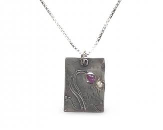 Nadine Leo Sterling Crushed Ruby Pearl Pendant