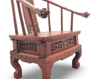 Late 1800s Red Lacquer Chinese Lady Carrier Chair
