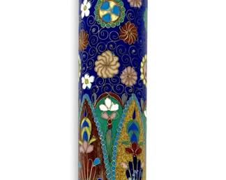 Antique Enameled Brass Cloisonné Scroll Holder