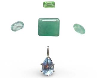 (5) Loose Aquamarine Emerald Gemstones