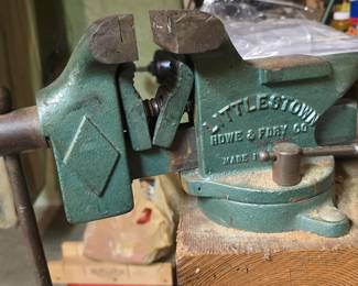 Basement workbench vise.