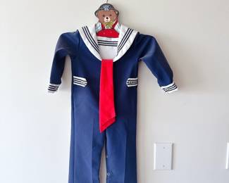 Vintage Sears navy blue infant sailor suit one-piece 