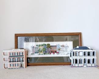 Cross stitch pattern of Rainbow Row in Charleston, SC, Shiela's Wood Decor 