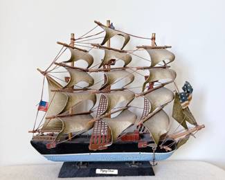 vintage wooden model ship of the flying cloud clipper ship