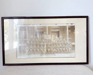 Vintage framed panoramic photograph military unit portrait 