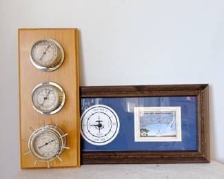 Vintage nautical themed weather station, nautical themed tide clock 