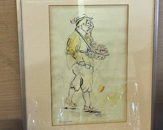 Watercolor by D. Miller Hot Cross Buns 1972