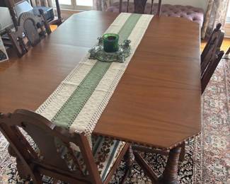Antique Dining Room Set with Hidden Leaf Extension