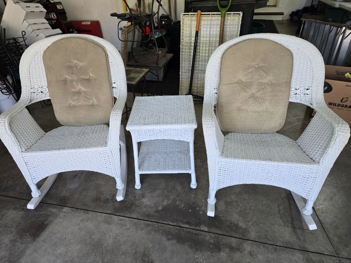 All weather wicker rockers & table