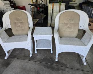All weather wicker rockers & table