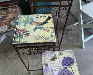 Tile top metal frame tables