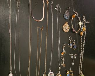Sterling silver chains, bracelets, & earrings