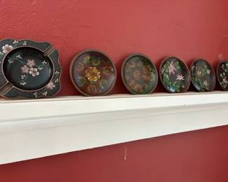 collectors enamel floral mini plates