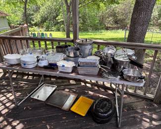 Pots and pans! Corningware! Baking equipment!